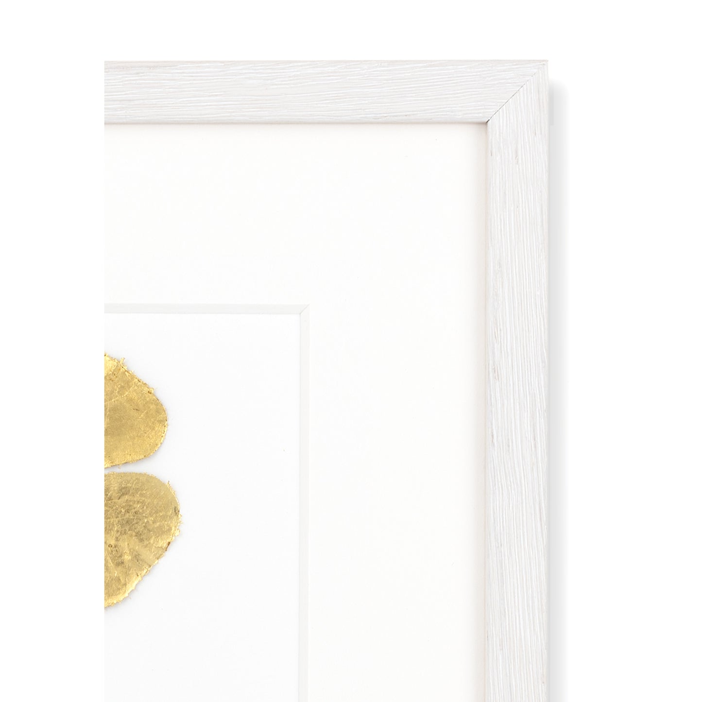 Goldenes Glück - Vergoldetes Vierblättriges Kleeblatt mit Spruch, Richte Dein Gesicht immer zur Sonne und die Schatten werden hinter Dich fallen. Poetisches Spruchbild mit Massivholzrahmen.