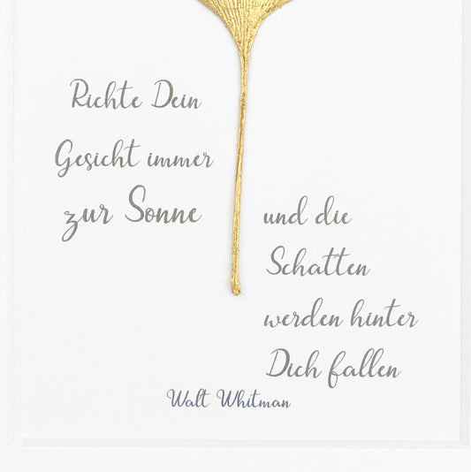 Richte Dein Gesicht immer zur Sonne und die Schatten werden hinter Dich fallen