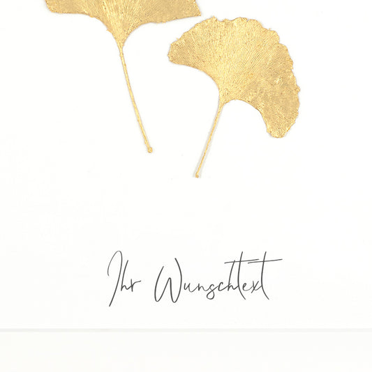 Echte Ginkgoblätter (Duo) - mit eigenem Spruch/Text