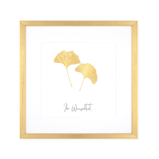 Echte Ginkgoblätter (Duo) - mit eigenem Spruch/Text