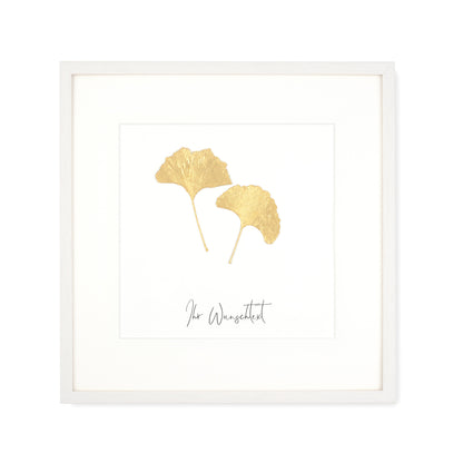 Echte Ginkgoblätter (Duo) - mit eigenem Spruch/Text