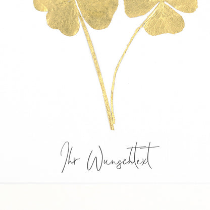 Echte vierblättrige Kleeblätter (Duo) - mit eigenem Spruch/Text