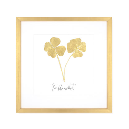 Echte vierblättrige Kleeblätter (Duo) - mit eigenem Spruch/Text