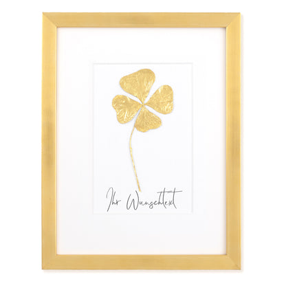 Echtes vierblättriges Kleeblatt - mit eigenem Spruch/Text