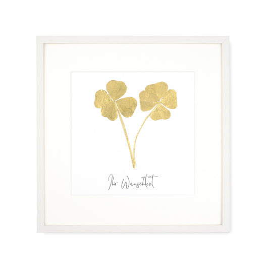 Echte vierblättrige Kleeblätter (Duo) - mit eigenem Spruch/Text